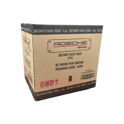 Rosche 2 Ply Facial Tissue 200's Ctn/32 unit